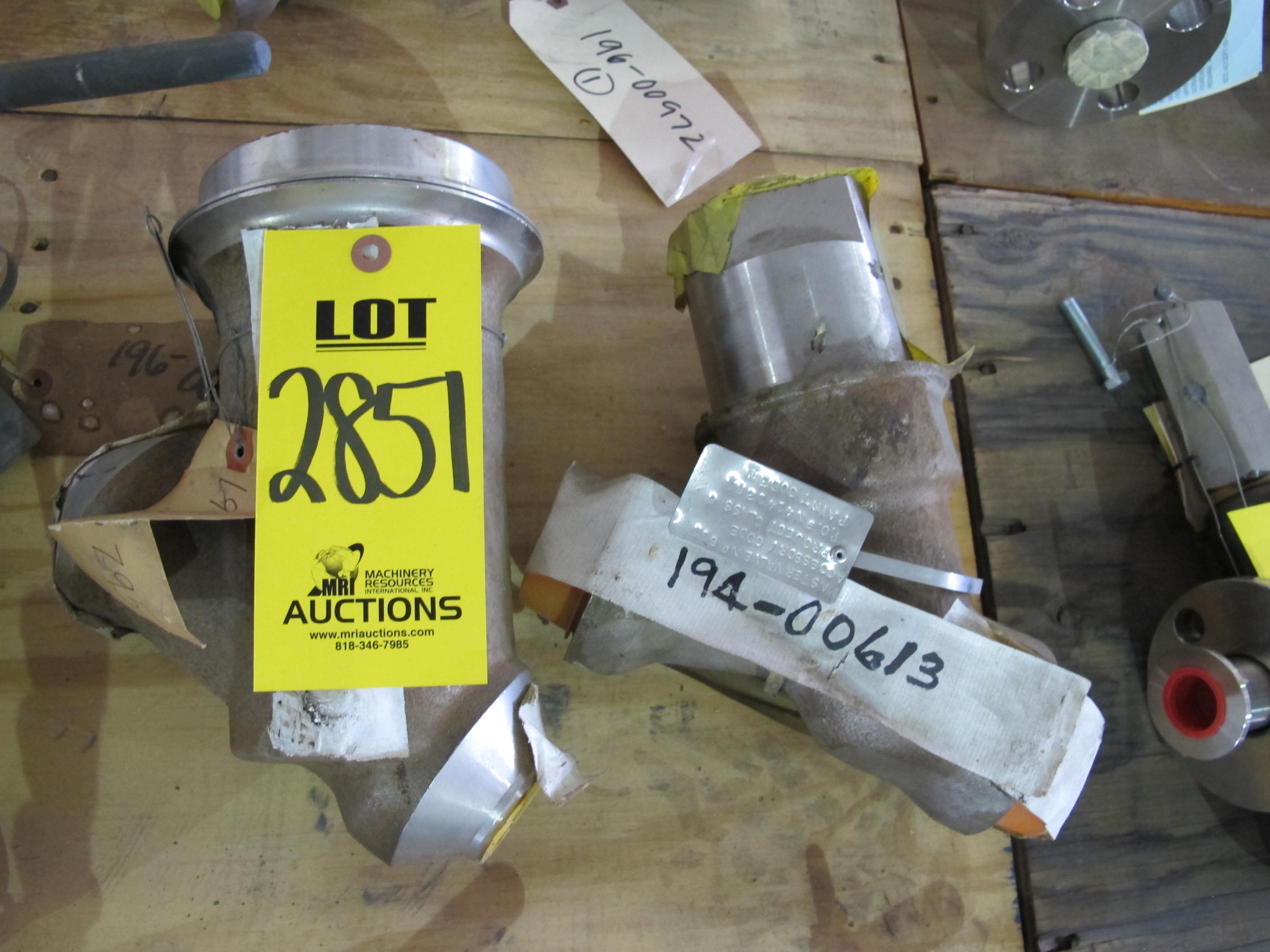 LOT (2) TO INCLUDE: (1) VALVE, CHECK TYPE, 1-1/2" SIZE, 600 LB, 1030 LB/650 DEGREE F RATING, 316 SS MATERIAL, BUTT WELD CONNECTIONS, SA182 SPECIFICATION, PISTON STYLE, HARD FACED SEAT AND DISC, WELD CAP TRIM. SCH 40 PAINT CODE D, PART # SC-D-9958X01BW4, (1) VALVE, CHECK TYPE, 2" SIZE, 600 LB, 1030 LB/650 DEGREE F RATING, 316 SS MATERIAL, BUTT WELD CONNECTIONS, SA182 SPECIFICATION, PISTON STYLE, HARD FACED SEAT AND DISC, WELD CAP TRIM. SCH 40 PAINT CODE N REPLACED BY M/C 026-32230, PART # SC-D-30516GBW4 (W-51) LOADING & HANDLING FEE $15-